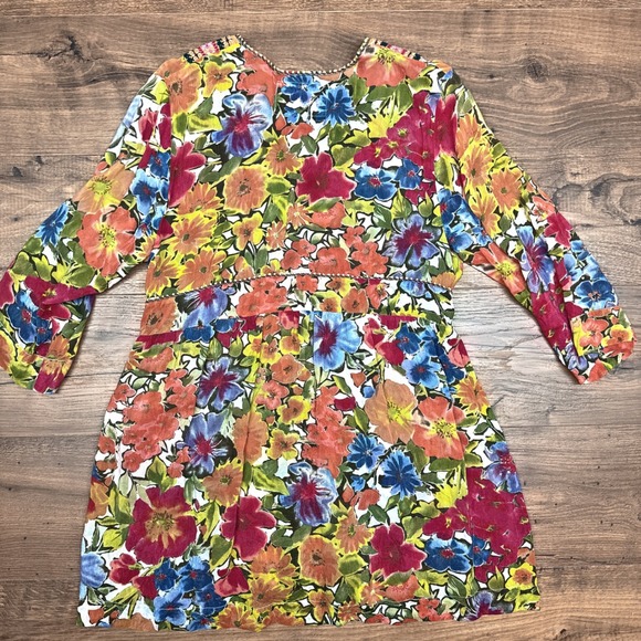 Johnny Was L Floral Print Embroidered V Neck Tunic Bohemian Cottagecore Flowy - Picture 3 of 7